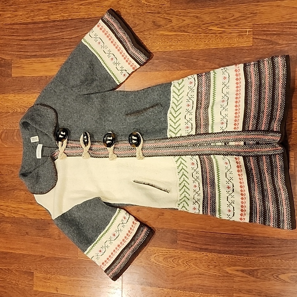 Anthropologie SLEEPING ON SNOW Wool Alpaca Angora Rabbit Gray/Cream Cardigan S